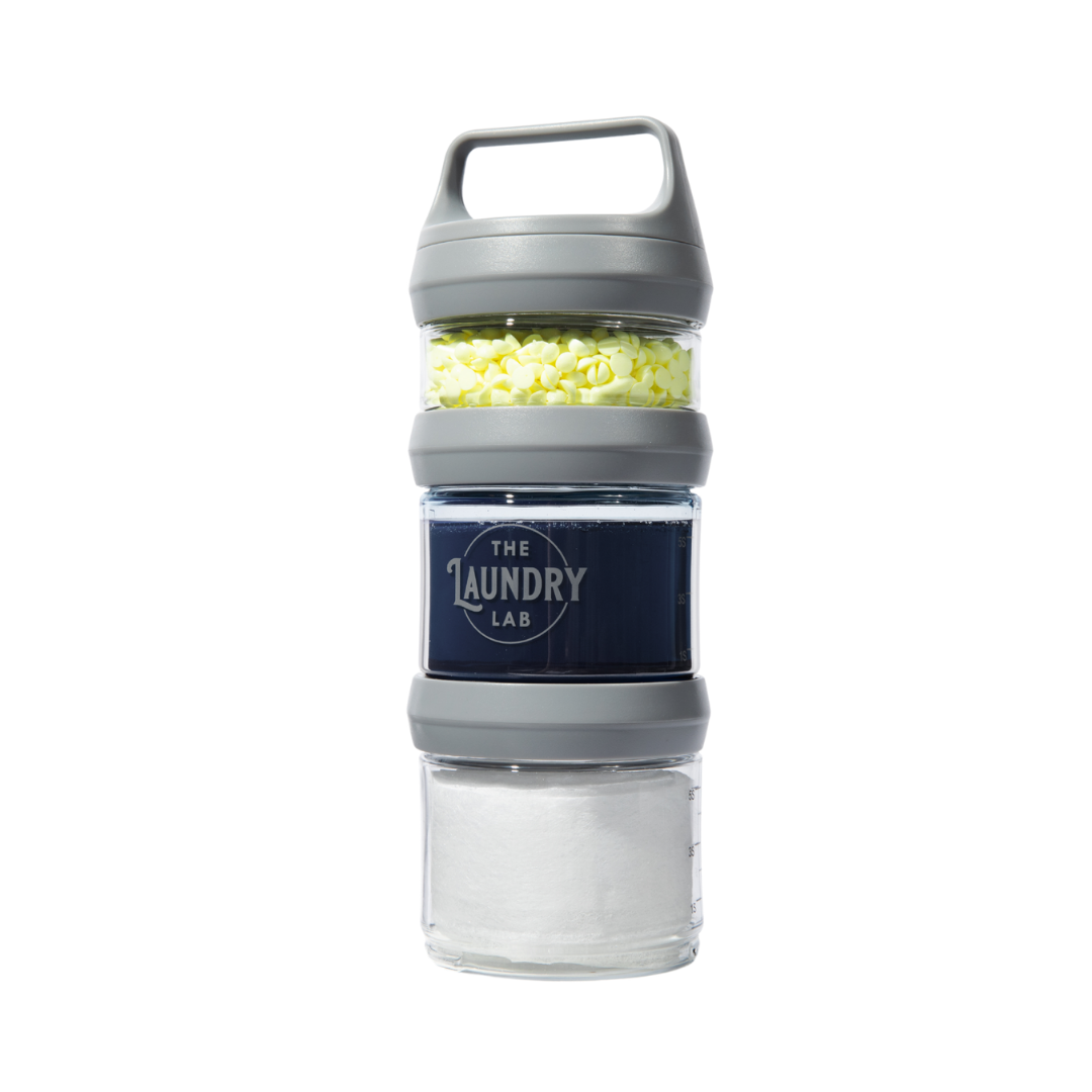 A portable, small, compact refillable laundry detergent bottle that holds all your laundry detergents in one place. This bottle is perfect for anyone who lives in apartments, dorms and travel. Easy to carry to laundromats and laundry rooms as the perfect essential on laundry day. 